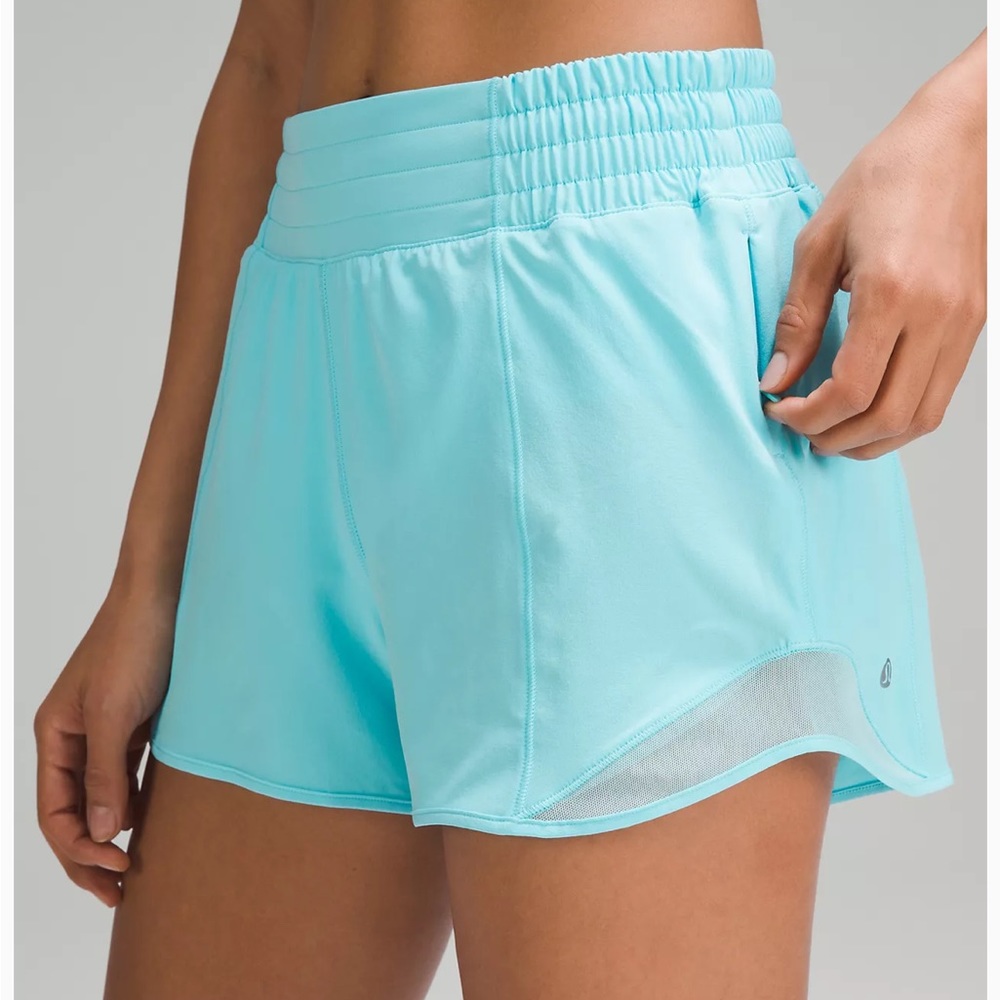 Hotty Hot Low-Rise Lined Short 4" in Cyan - Size 10